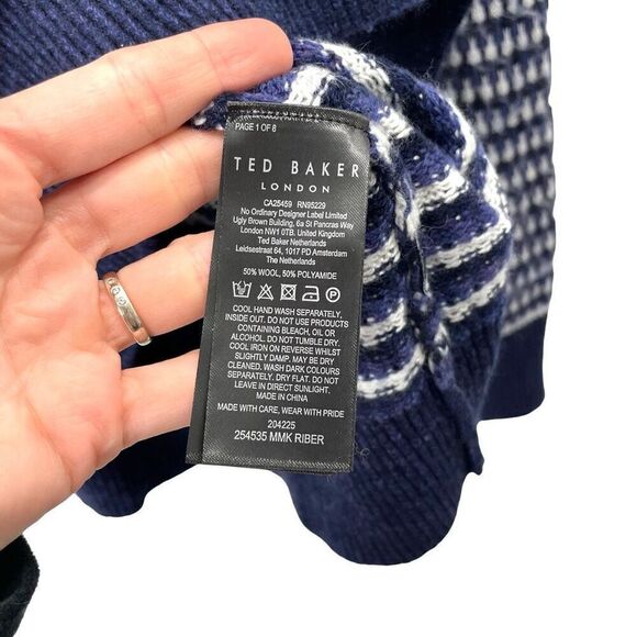 NEW Ted Baker Riber turtleneck knit sweater Size 5 US XL navy‎ blue - Picture 9 of 10